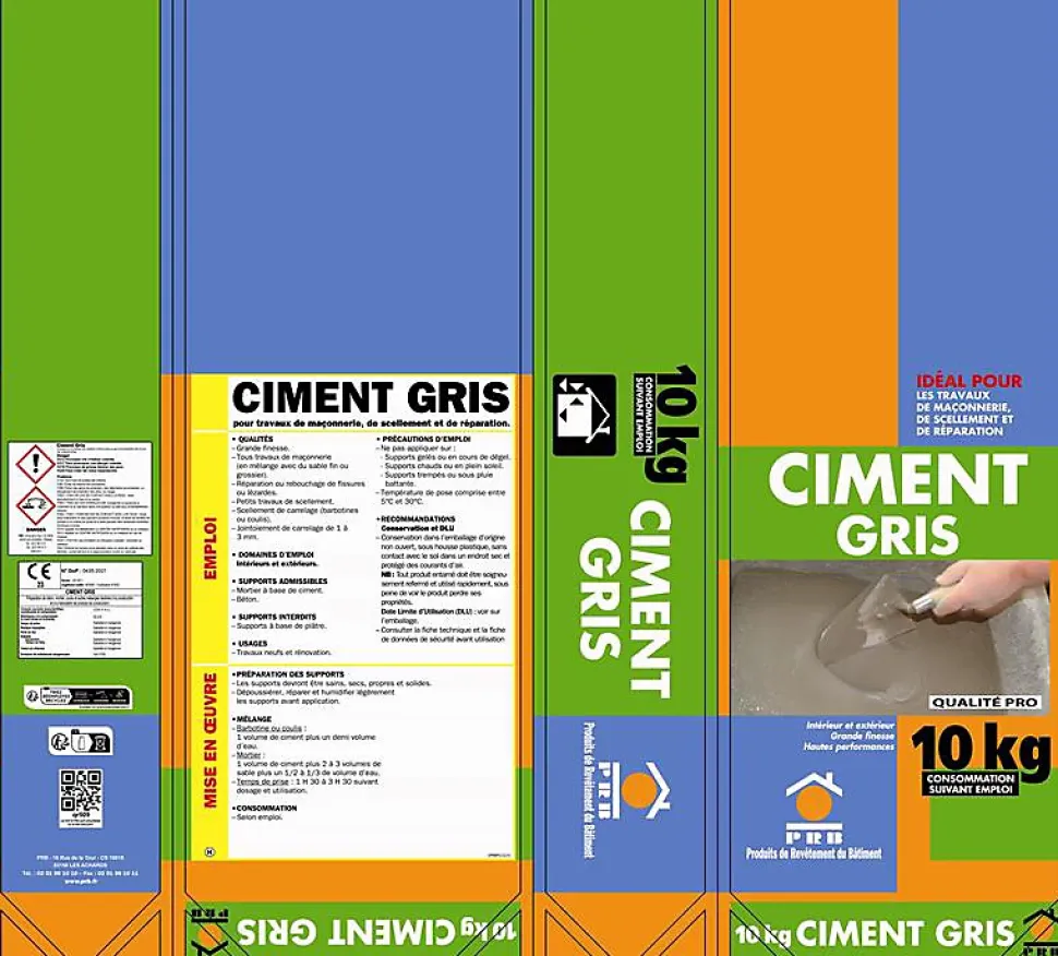 Ciment Gris Polyvalent 10kg - Finesse et Séchage Rapide - Maçonnerie, Réparation, Scellement et Jointoiement Intérieur/Extérieur