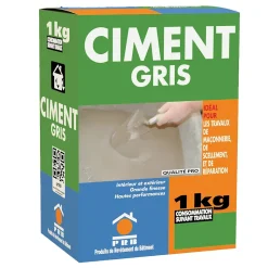 Ciment Gris Polyvalent 1kg - Finesse et Séchage Rapide - Maçonnerie, Réparation, Scellement et Jointoiement Intérieur/Extérieur