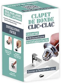 Clapet clic clac chrome pour bonde de lavabo et vasque, MTK