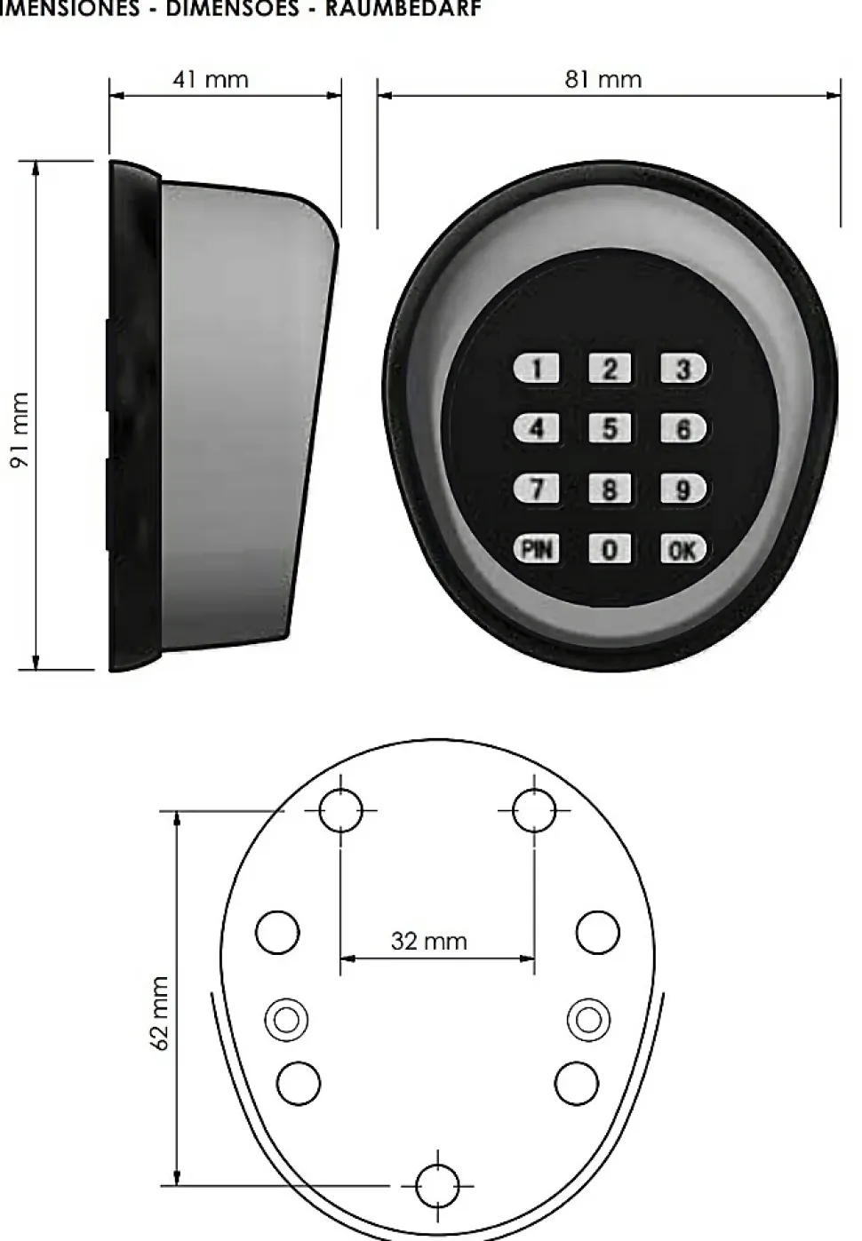Clavier de commande sans fil 433 MHZ PROTECO RT37 PRT37A Automatisation automatique