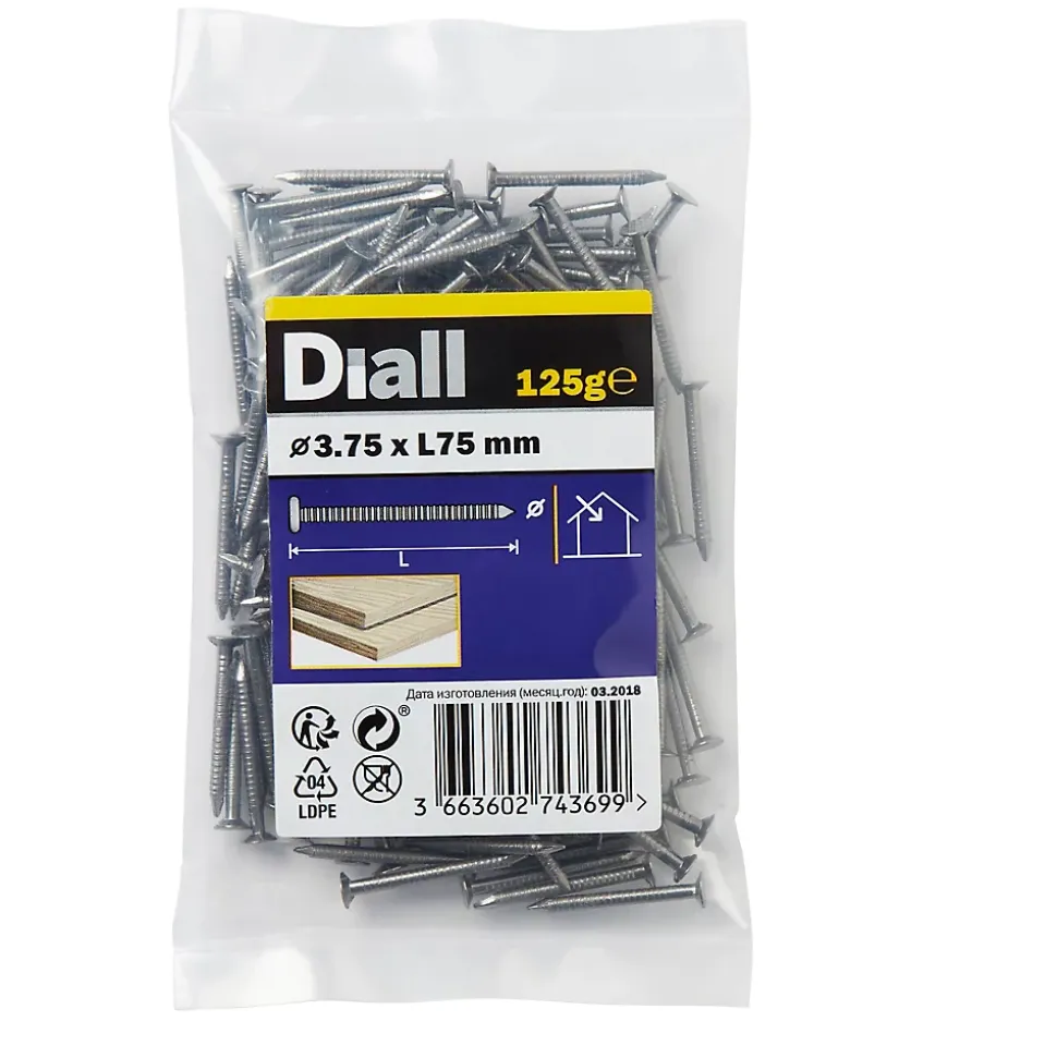 Clous à tige annelée 3,75x75 mm - sachet de 125g Diall