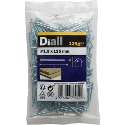 Clous à tête bombée en acier zingués 1,5x25 - 125g