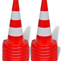 Cône de signalisation réfléchissant 10 pcs 50 cm Rouge et blanc