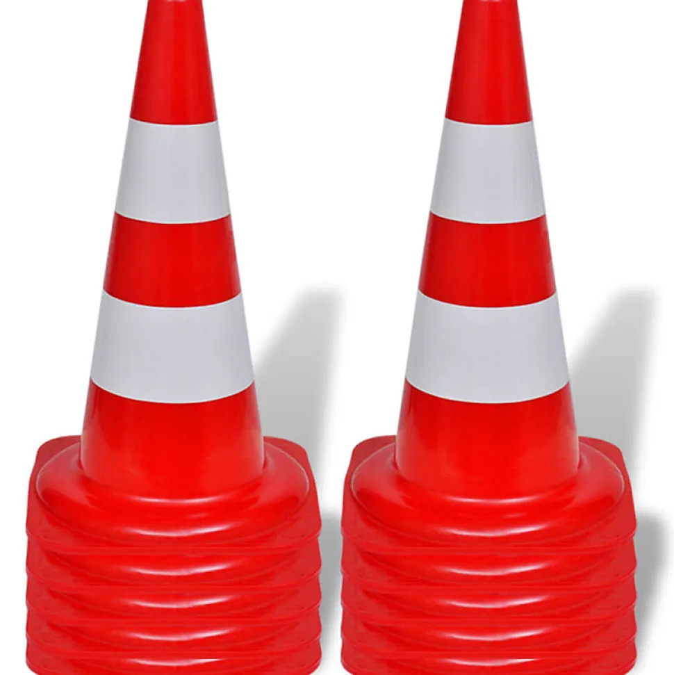 Cône de signalisation réfléchissant 10 pcs 50 cm Rouge et blanc