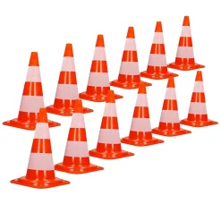Cône de signalisation routière cône de chantier orange blanc 47 cm 12 pièces