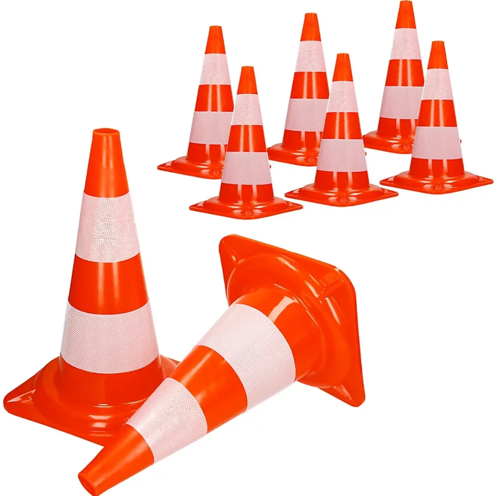 Cône de signalisation routière cône de chantier orange blanc 47 cm 8 pièces