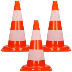Cônes de signalisation routière cône de chantier orange blanc 47 cm 3 pièces