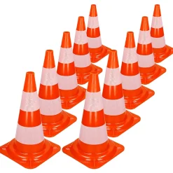 Cônes de signalisation routière cône de chantier orange blanc 47 cm 10 pièces