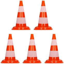 Cônes de signalisation routière cône de chantier orange blanc 47 cm 5 pièces