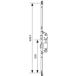 Coffre de serrure principal SECURY X 35/92 têtière 16mm longueur 649,5mm cote D 310mm - FERCO - 6-39046-16-0-1