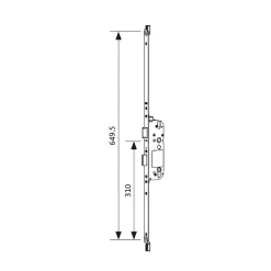 Coffre de serrure principal SECURY X 35/92 têtière 16mm longueur 649,5mm cote D 310mm - FERCO - 6-39046-16-0-1