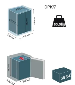Coffre fort ignifuge certifié à clé DPK/7 - 39.5 L - TECHNOMAX