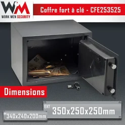 Coffre fort électronique - Work Men Security - CFE253525 - Dimensions extérieur 25 x 35 x 25 cm
