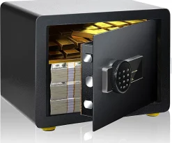 Coffre-fort en Acier,40X30X30 CM,avec Serrure à Code électronique,étagère Amovible,Système d'Alarme et Fonction Anti-indiscrétion