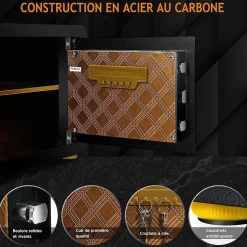 Coffre-fort en Acier,40X30X30 CM,avec Serrure à Code électronique,étagère Amovible,Système d'Alarme et Fonction Anti-indiscrétion