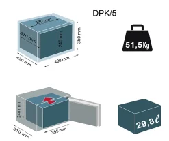 Coffre-fort ignifuge certifié à clé DPK/5 - 29.8 L - TECHNOMAX