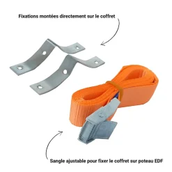Coffret de chantier monophasé 12 kW - pack complet raccordement aérien 15 mètres conforme ENEDIS avec bornier IP2X