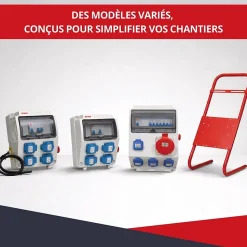Coffret de Chantier Monophasé 230V ATOLE - 4 Prises NF 2P+T - 16A - 9 Modules - Coffret Électrique sans câble
