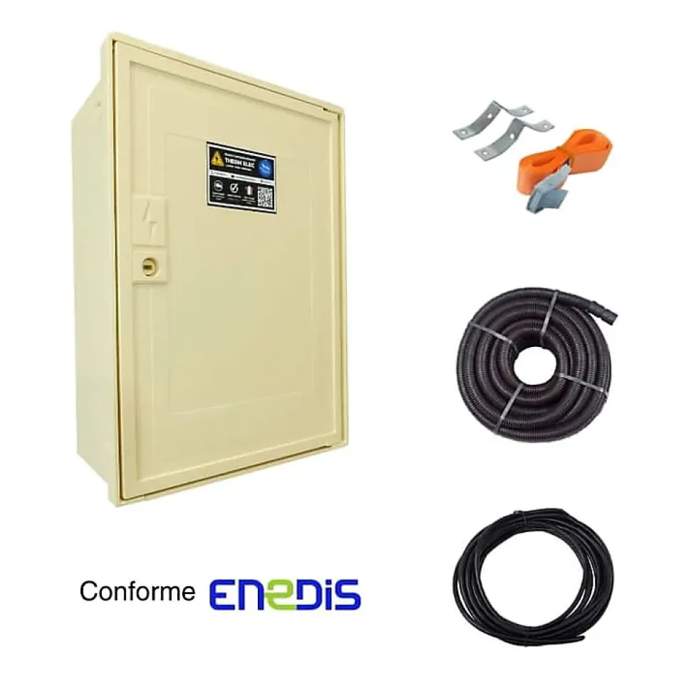 Coffret de chantier triphasé 18/36 kW - pack complet raccordement AIR 15 mètres conforme ENEDIS pour branchement provisoire