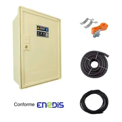 Coffret de chantier triphasé 6/18 kW - pack complet raccordement AIR 15 mètres conforme ENEDIS pour branchement provisoire