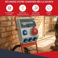 Coffret de Chantier Triphasé 440V ATOLE - 4P+N+T - IP44 IK08 - 32A - Coffret Électrique