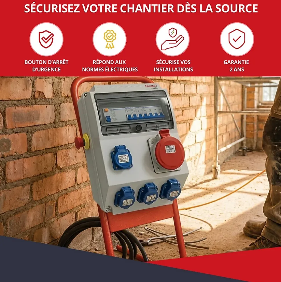 Coffret de Chantier Triphasé 440V ATOLE - 4P+N+T - IP44 IK08 - 32A - Coffret Électrique