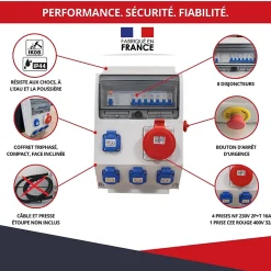 Coffret de Chantier Triphasé 440V ATOLE - 4P+N+T - IP44 IK08 - 32A - Coffret Électrique
