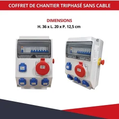 Coffret de Chantier Triphasé 440V ATOLE - 4P+N+T - IP44 IK08 - 32A - Coffret Électrique