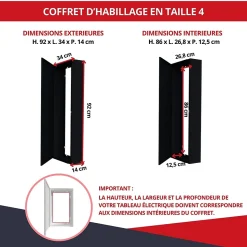 Coffret d'habillage ATOLE 13 modules en acier noir pour tableaux éléctriques - H 920 x L 340 x P 140 mm - Réf. RCH400NR