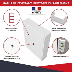 Coffret d'habillage ATOLE en acier avec clé pour tableaux électriques double - H 54 x L 58,5 x P 16 cm - Réf. RCH2T616GSS