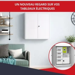 Coffret d'habillage ATOLE en acier avec clé pour tableaux électriques double - H 54 x L 58,5 x P 16 cm - Réf. RCH2T116GSS