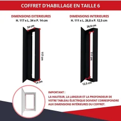 Coffret d'habillage ATOLE 13 modules en acier noir pour tableaux éléctriques - H 1170 x L 340 x P 140 mm - Réf. RCH600NR