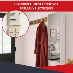 Coffret d'habillage ATOLE 13 modules en acier blanc avec porte miroir - H 117 x L 34 x P 14,5 cm - Réf. RCH600MIR