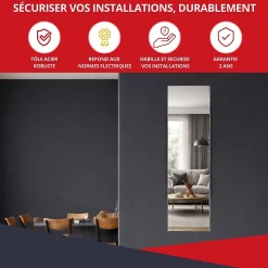 Coffret d'habillage ATOLE 13 modules en acier blanc avec porte miroir - H 117 x L 34 x P 14,5 cm - Réf. RCH600MIR