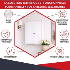 Coffret d'habillage ATOLE en acier avec clé pour tableaux électriques double - H 54 x L 58,5 x P 16 cm - Réf. RCH2T416GSS