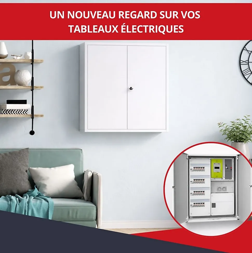Coffret d'habillage ATOLE en acier avec clé pour tableaux électriques double - H 54 x L 58,5 x P 16 cm - Réf. RCH2T416GSS