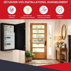 Coffret d'habillage ATOLE 13 modules en acier noir pour tableaux éléctriques - H 790 x L 340 x P 140 mm - Réf. RCH300NR