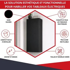 Coffret d'habillage ATOLE 13 modules en acier noir pour tableaux éléctriques - H 1040 x L 340 x P 140 mm - Réf. RCH500NR