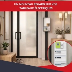 Coffret d'habillage ATOLE 13 modules en acier noir avec porte miroir - H 79 x L 34 x P 14,5 cm - Réf. RCH300MIRNR