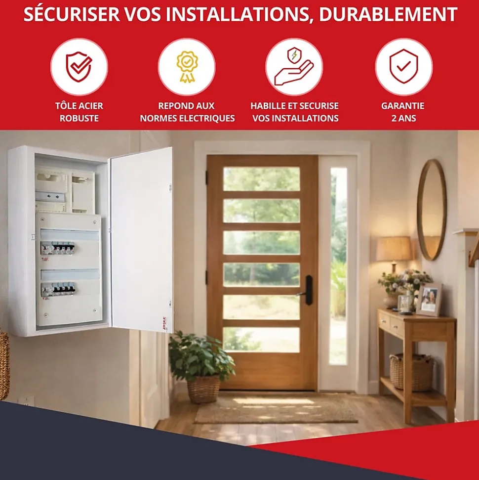 Coffret d'habillage ATOLE 13 modules en acier blanc pour tableaux éléctriques - H 1170 x L 340 x P 140 mm - Réf. RCH600