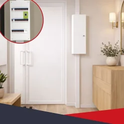 Coffret d'habillage ATOLE 13 modules en acier blanc avec serrure à clef - H 540 x L 340 x P 140 mm - Réf. RCH100GSS