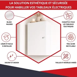 Coffret d'habillage ATOLE 13 modules en acier blanc avec serrure à clef - H 1040 x L 340 x P 140 mm - Réf. RCH500GSS
