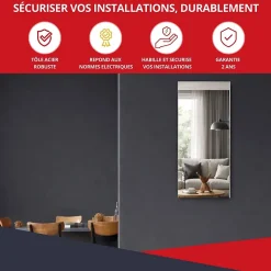 Coffret d'habillage ATOLE 13 modules en acier blanc avec porte miroir - H 79 x L 34 x P 14,5 cm - Réf. RCH300MIR