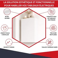 Coffret d'habillage ATOLE 13 modules en acier blanc pour tableaux éléctriques - H 540 x L 340 x P 140 mm - Réf. RCH100