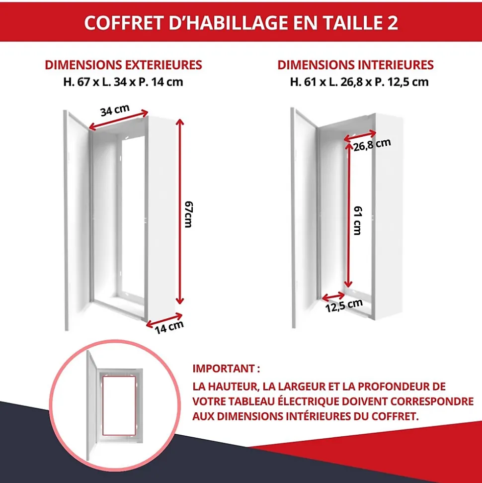 Coffret d'habillage ATOLE 13 modules en acier blanc avec serrure à clef - H 670 x L 340 x P 140 mm - Réf. RCH200GSS