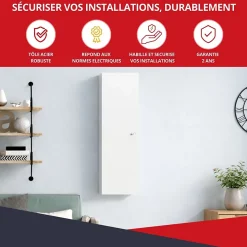 Coffret d'habillage ATOLE 13 modules en acier blanc avec serrure à clef - H 1170 x L 340 x P 140 mm - Réf. RCH600GSS