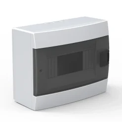 Coffret électrique en saillie 8 modules Tableau électrique nu blanc fumé, 215,5 x 173,5 x 104,5 mm, HOROZ
