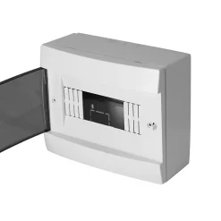 Coffret électrique en saillie 8 modules Tableau électrique nu blanc fumé, 215,5 x 173,5 x 104,5 mm, HOROZ