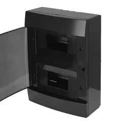 Coffret électrique en saillie 16 modules Tableau électrique nu noir fumé, 215 x 290,5 x 110 mm, HOROZ