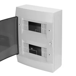 Coffret électrique en saillie 16 modules Tableau électrique nu blanc fumé, 215 x 290,5 x 110 mm, HOROZ